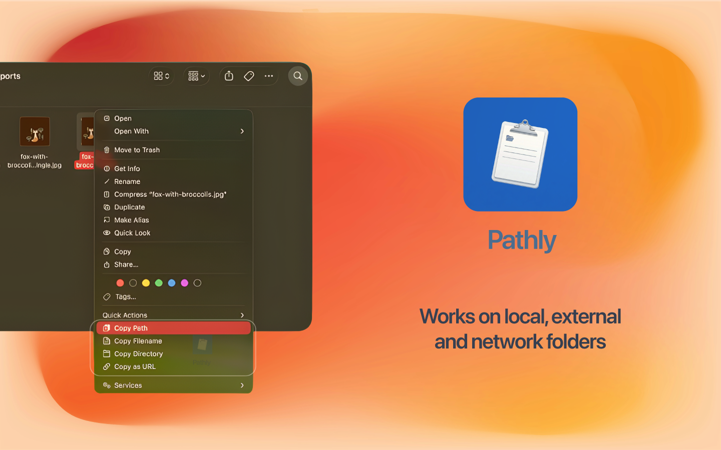 Pathly working on an external drive in Finder